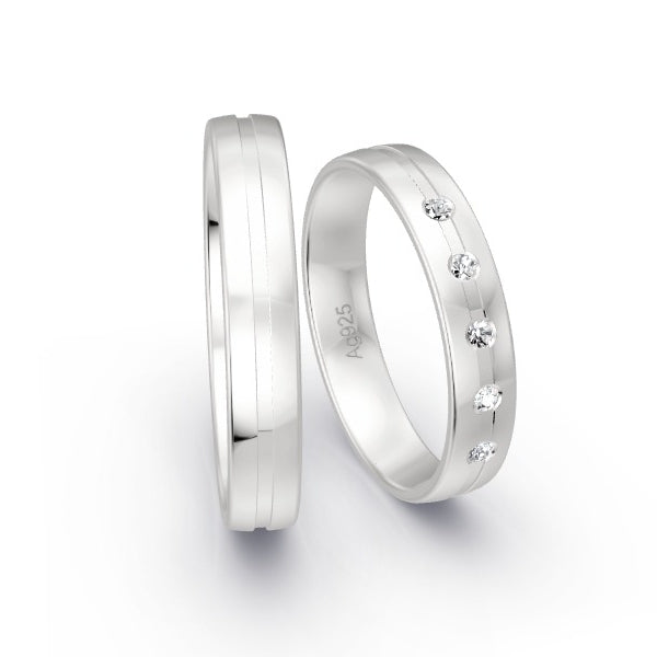 Trauringe Silber 925 mit 0.075 ct. Brillanten GR15801