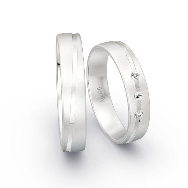 Trauringe Silber 925 mit 0.045 ct. Brillanten GR15804
