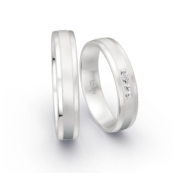 Trauringe Silber 925 mit 0.04 ct. Brillanten GR15805