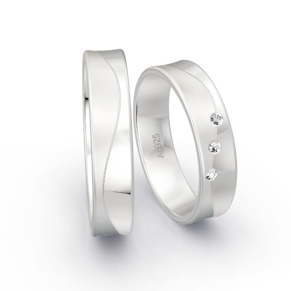 Trauringe Silber 925 mit 0.03 ct. Brillanten GR15806