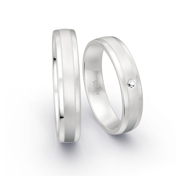 Trauringe Silber 925 mit 0.02 ct. Brillanten GR15808
