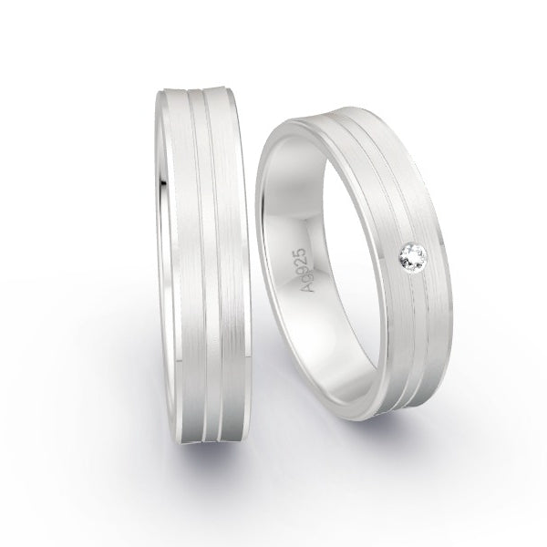 Trauringe Silber 925 mit 0.02 ct. Brillanten GR15809