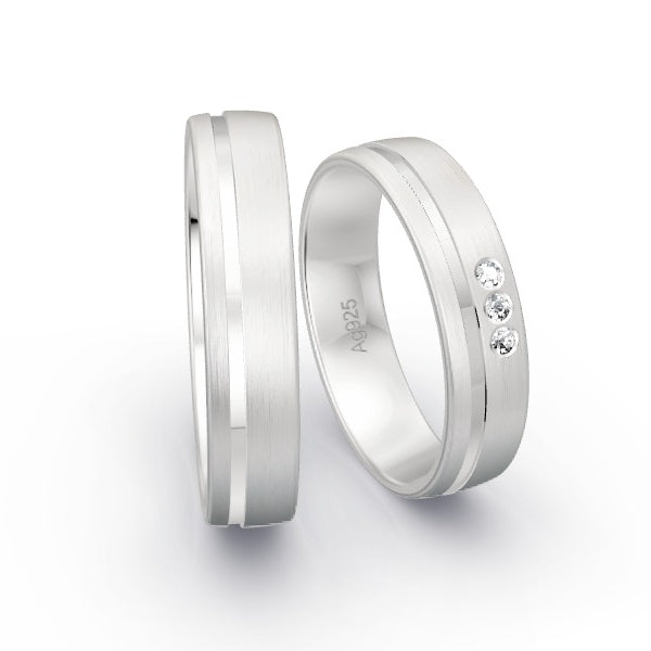 Trauringe Silber 925 mit 0.045 ct. Brillanten GR15810