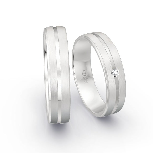 Trauringe Silber 925 mit 0.02 ct. Brillanten GR15811