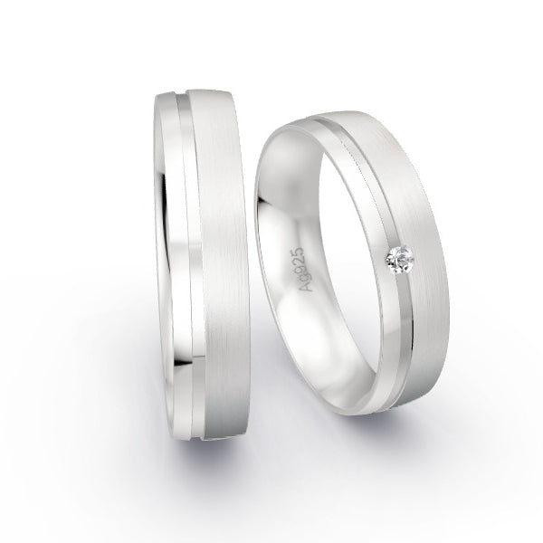 Trauringe Silber 925 mit 0.02 ct. Brillanten GR15813