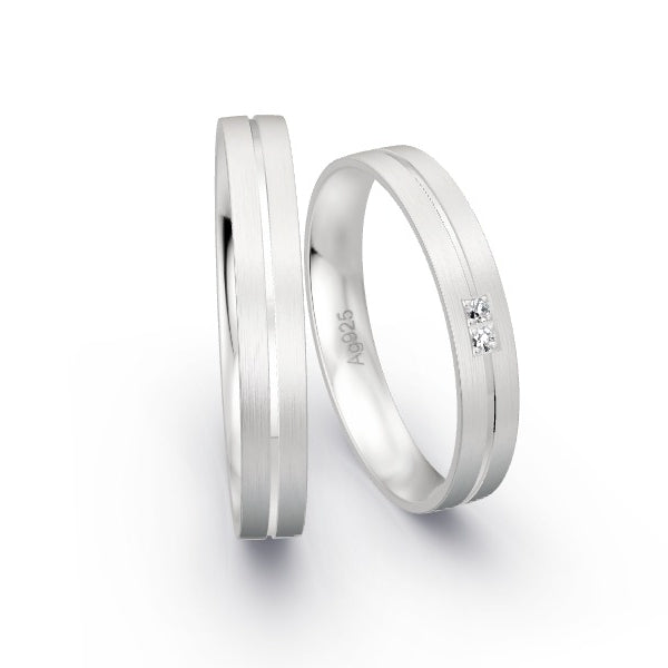 Trauringe Silber 925 mit 0.02 ct. Brillanten GR15814