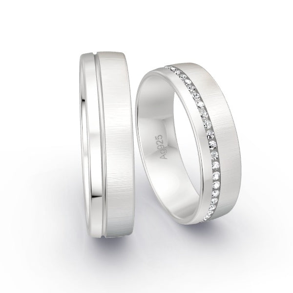 Trauringe Silber 925 mit 0.24 ct. Brillanten GR15816