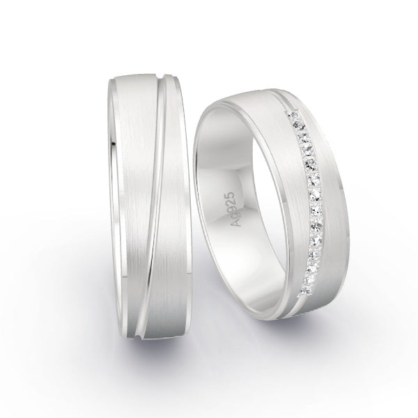 Trauringe Silber 925 mit 0.07 ct. Brillanten GR15818