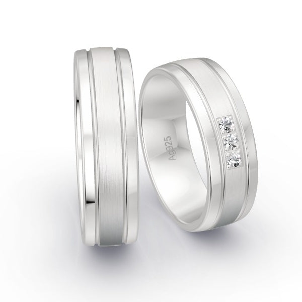 Trauringe Silber 925 mit 0.09 ct. Brillanten GR15819