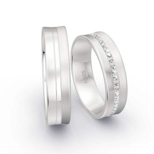 Trauringe Silber 925 mit 0.235 ct. Brillanten GR15820