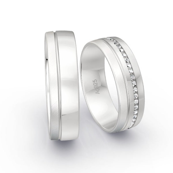 Trauringe Silber 925 mit 0.24 ct. Brillanten GR15821
