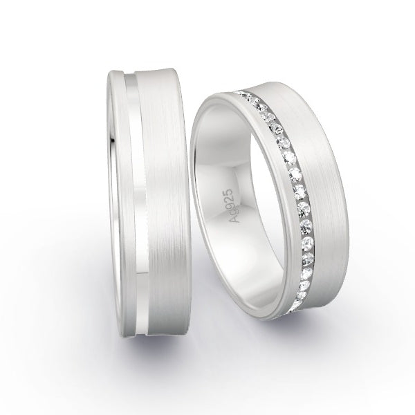 Trauringe Silber 925 mit 0.41 ct. Brillanten GR15823