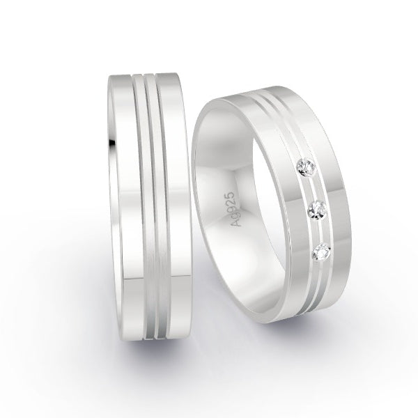 Trauringe Silber 925 mit 0.045 ct. Brillanten GR15824