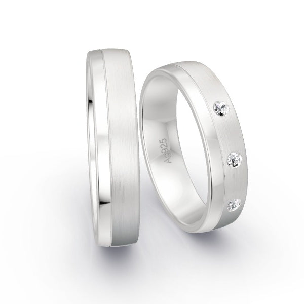 Trauringe Silber 925 mit 0.06 ct. Brillanten GR15825