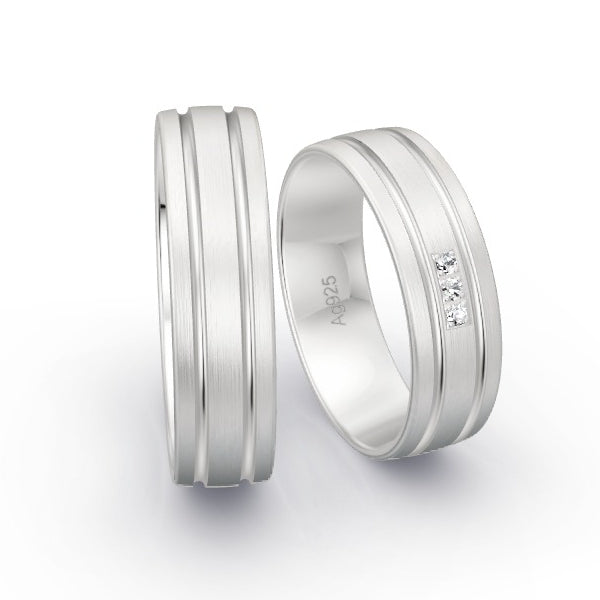 Trauringe Silber 925 mit 0.03 ct. Brillanten GR15826