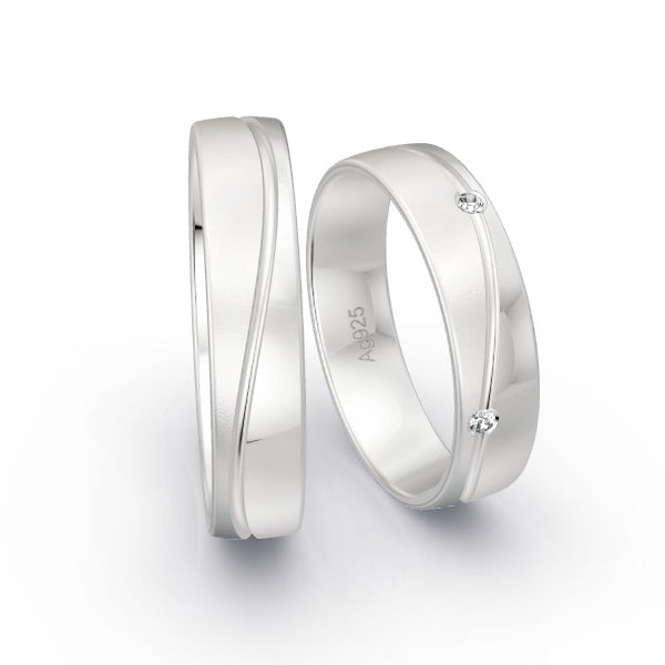 Trauringe Silber 925 mit 0.075 ct. Brillanten GR15827