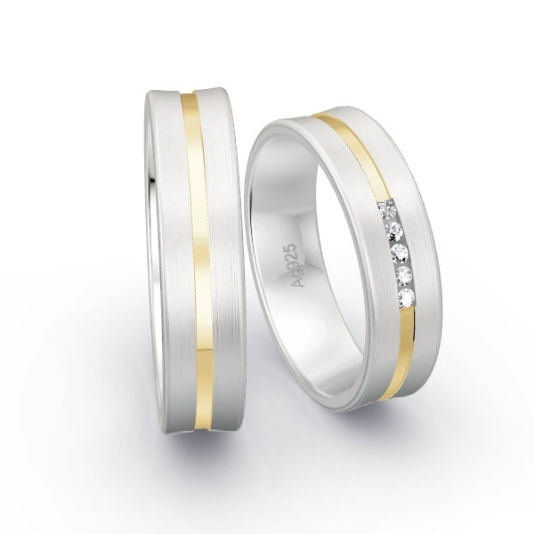 Trauringe Silber 925 mit 0.05 ct. Brillanten GR15828