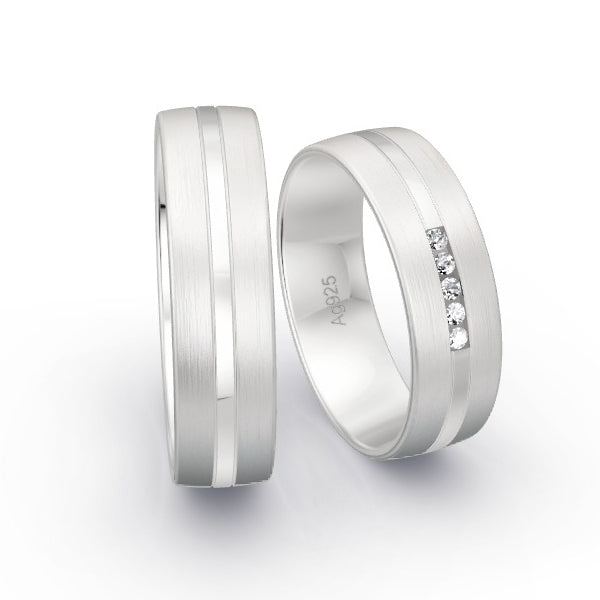 Trauringe Silber 925 mit 0.05 ct. Brillanten GR15829