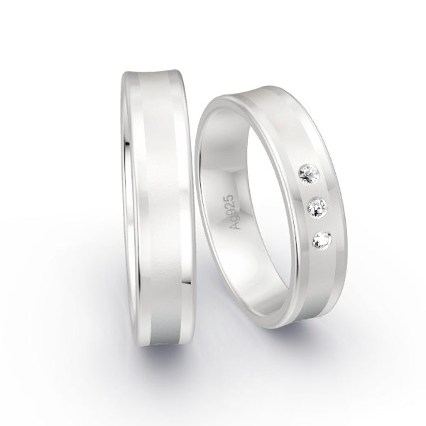 Trauringe Silber 925 mit 0.045 ct. Brillanten GR15830