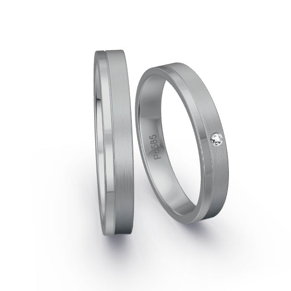 Trauringe Palladium 585 mit 0.01 ct. Brillanten GR15838
