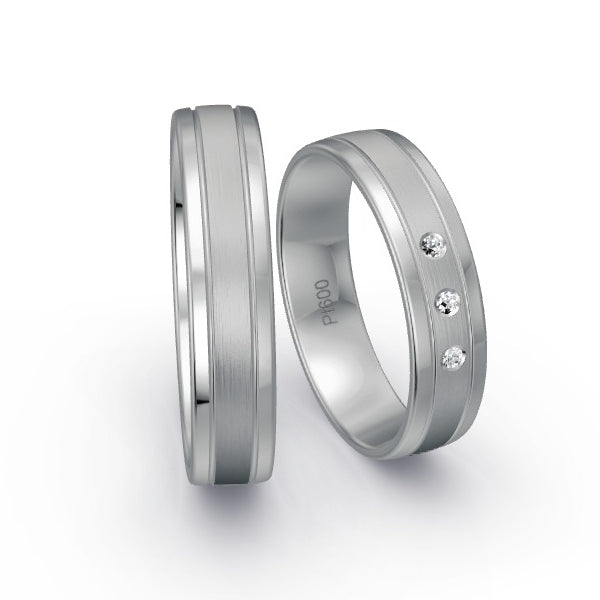 Trauringe Platin 600 mit 0.03 ct. Brillanten GR15845