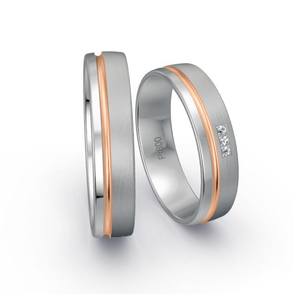Trauringe Platin 600 mit 0.015 ct. Brillanten GR15847