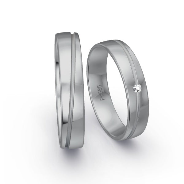 Trauringe Palladium 585 mit 0.015 ct. Brillanten GR15850