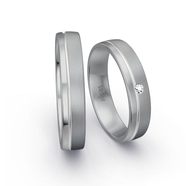 Trauringe Palladium 585 mit 0.02 ct. Brillanten GR15854