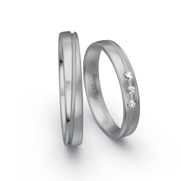 Trauringe Palladium 585 mit 0.045 ct. Brillanten GR15858