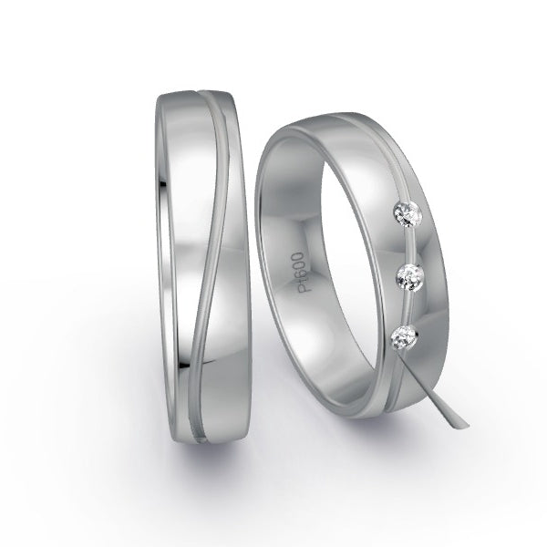 Trauringe Platin 600 mit 0.06 ct. Brillanten GR15859