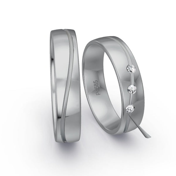 Trauringe Palladium 585 mit 0.06 ct. Brillanten GR15860