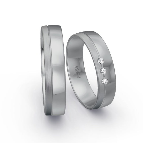 Trauringe Palladium 585 mit 0.03 ct. Brillanten GR15864
