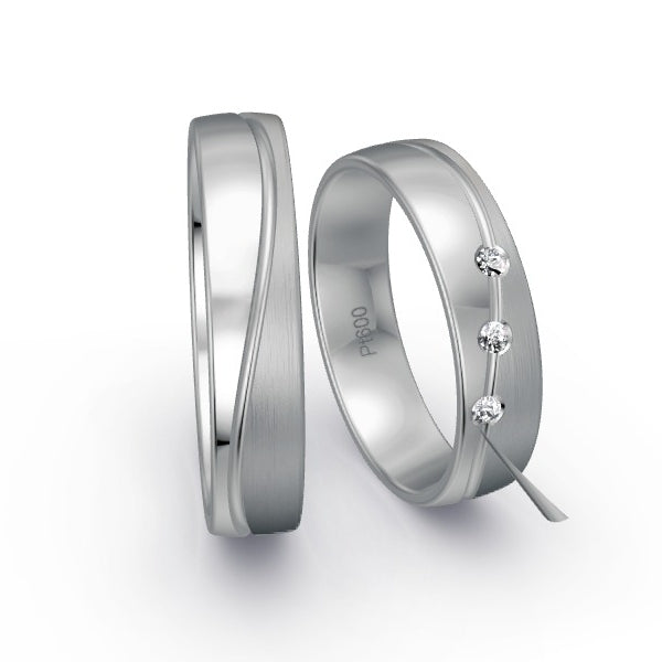 Trauringe Platin 600 mit 0.06 ct. Brillanten GR15873