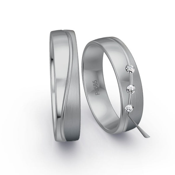 Trauringe Palladium 585 mit 0.06 ct. Brillanten GR15874
