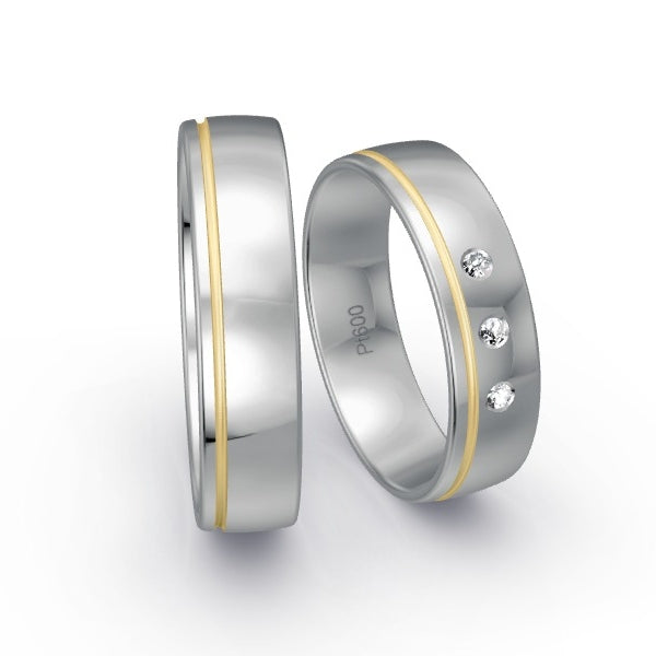 Trauringe Platin 600 mit 0.045 ct. Brillanten GR15889