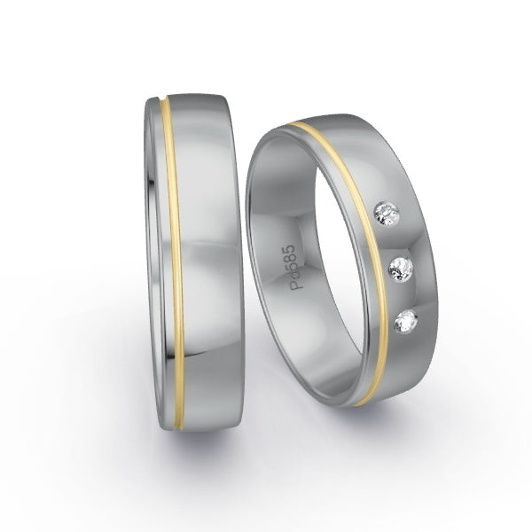 Trauringe Palladium 585 mit 0.045 ct. Brillanten GR15890