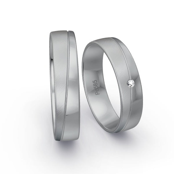 Trauringe Palladium 585 mit 0.01 ct. Brillanten GR15894