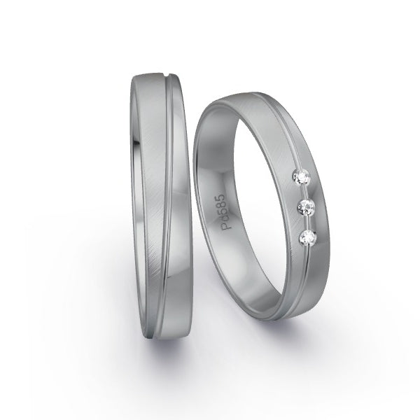 Trauringe Palladium 585 mit 0.03 ct. Brillanten GR15898