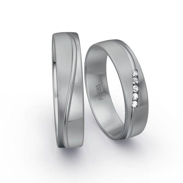 Trauringe Palladium 585 mit 0.05 ct. Brillanten GR15900
