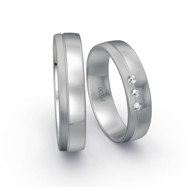 Trauringe Platin 600 mit 0.03 ct. Brillanten GR15903
