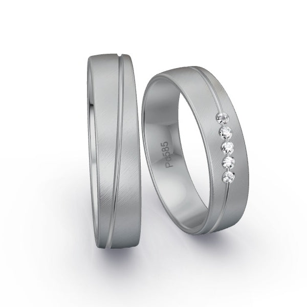 Trauringe Palladium 585 mit 0.05 ct. Brillanten GR15906