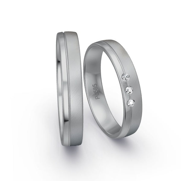 Trauringe Palladium 585 mit 0.03 ct. Brillanten GR15910