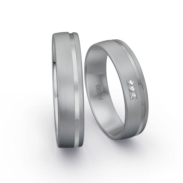 Trauringe Palladium 585 mit 0.015 ct. Brillanten GR15916