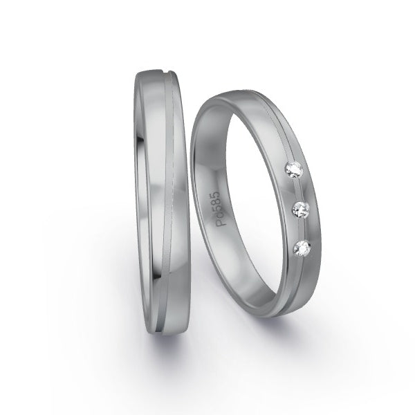 Trauringe Palladium 585 mit 0.03 ct. Brillanten GR15920