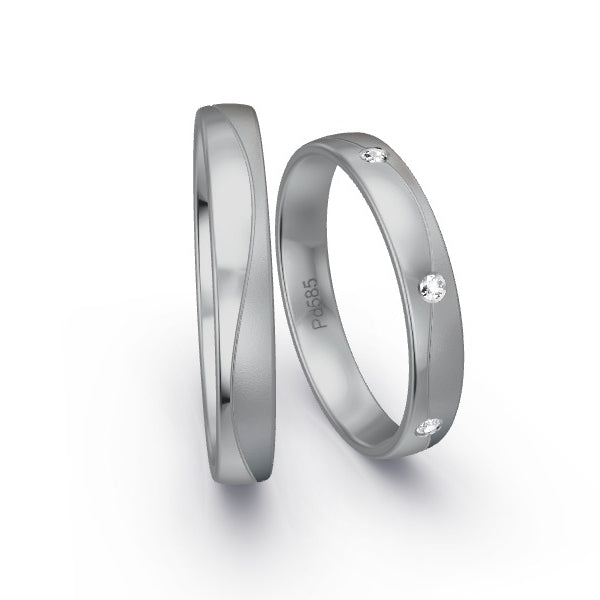 Trauringe Palladium 585 mit 0.045 ct. Brillanten GR15922