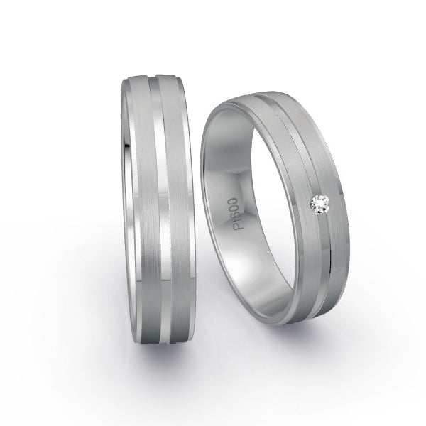 Trauringe Platin 600 mit 0.015 ct. Brillanten GR15923