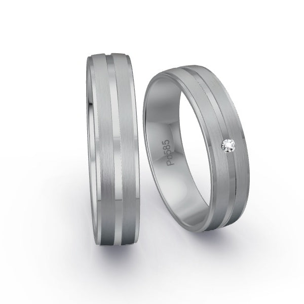 Trauringe Palladium 585 mit 0.015 ct. Brillanten GR15924