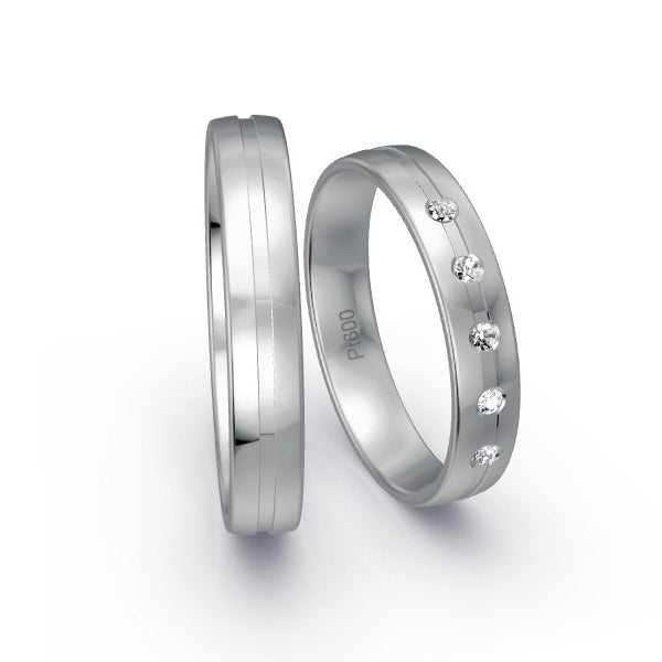 Trauringe Platin 600 mit 0.075 ct. Brillanten GR15927