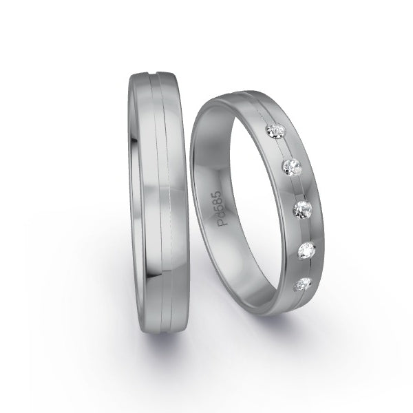 Trauringe Palladium 585 mit 0.075 ct. Brillanten GR15928