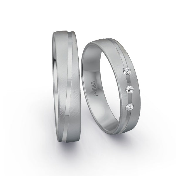 Trauringe Palladium 585 mit 0.045 ct. Brillanten GR15934